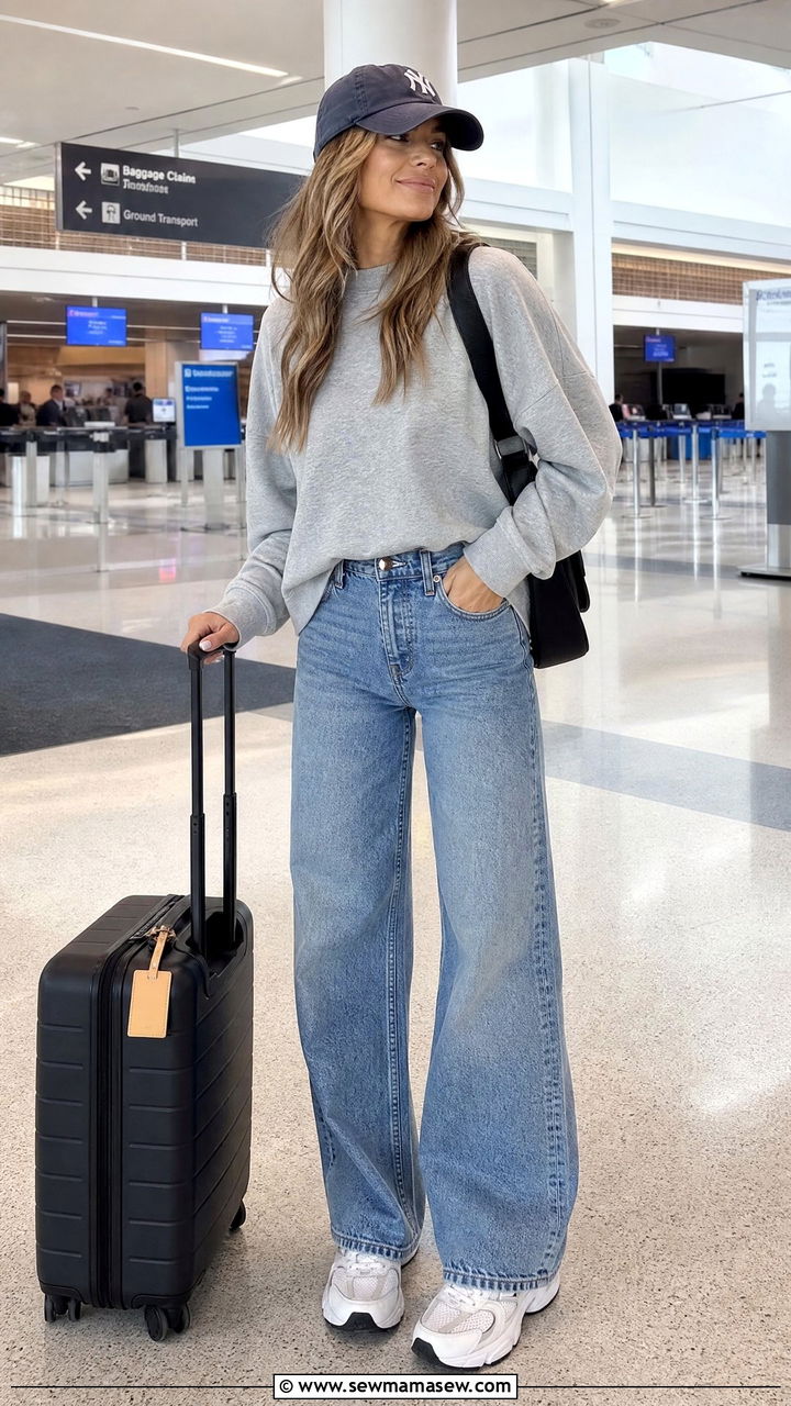Sweatshirt and Wide Leg Jeans - 25 How to style wide leg jeans in spring