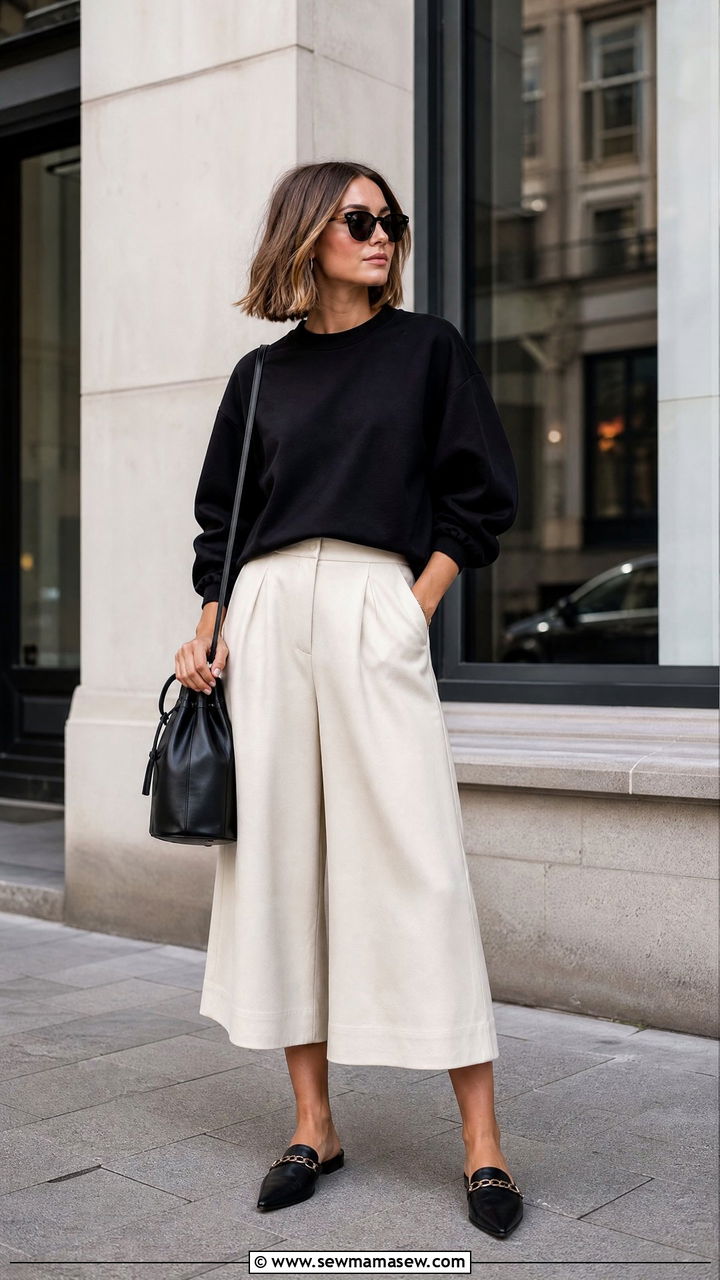 Sweatshirt and culottes summer outfit - 30 Summer outfits with sweatshirt