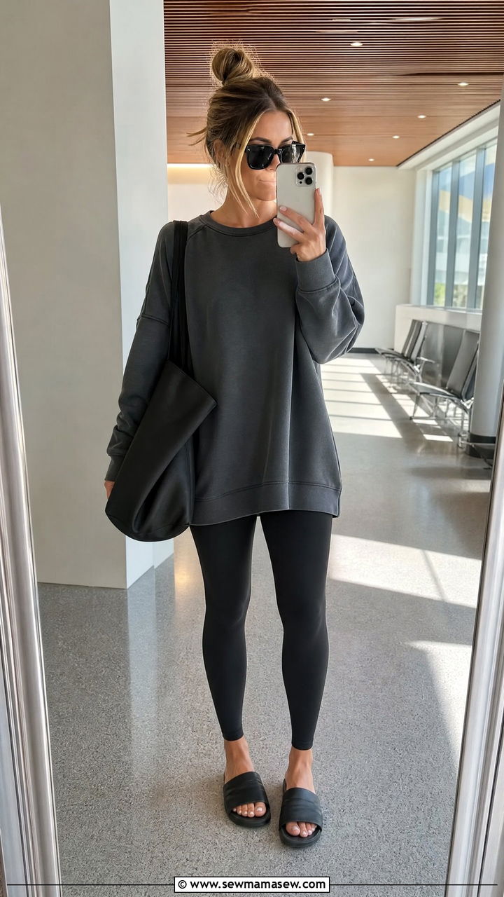 Sweatshirt and leggings summer outfit - 30 Summer outfits with sweatshirt