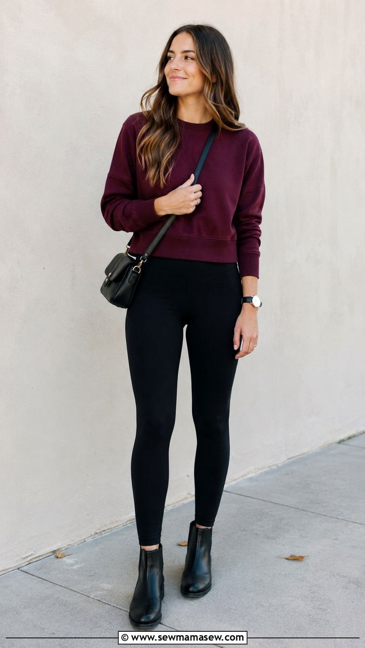 Sweatshirt with Leggings and Chelsea Boots - 30 Sweatshirt and leggings outfit ideas