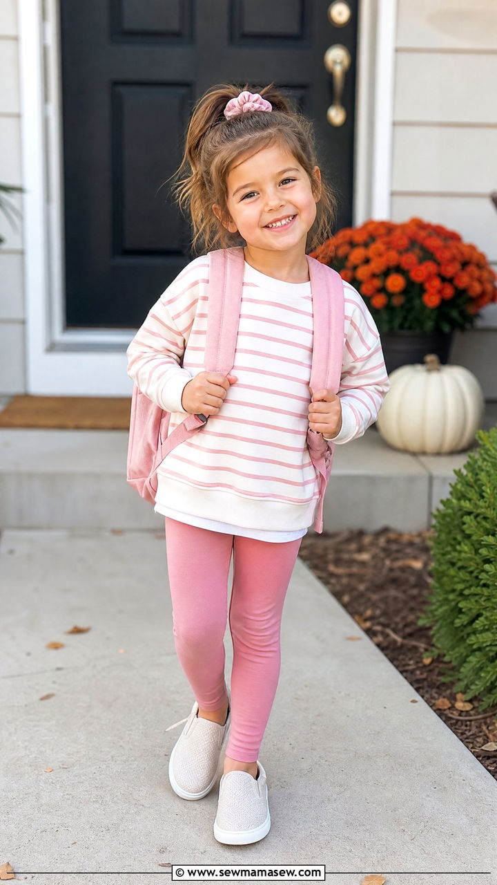 Sweatshirt with Stretchy Leggings - 25 First day of kindergarten outfit ideas