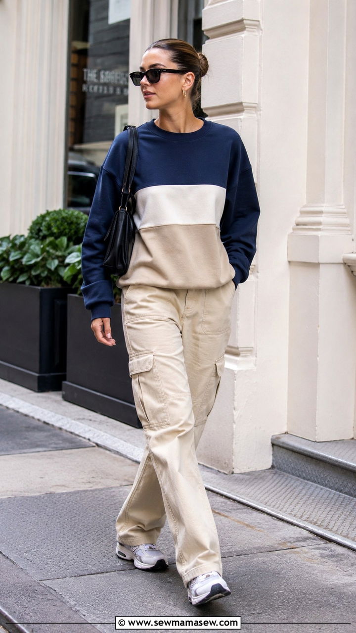 Sweatshirt with cargo pants - 30 Spring outfits with sweatshirt