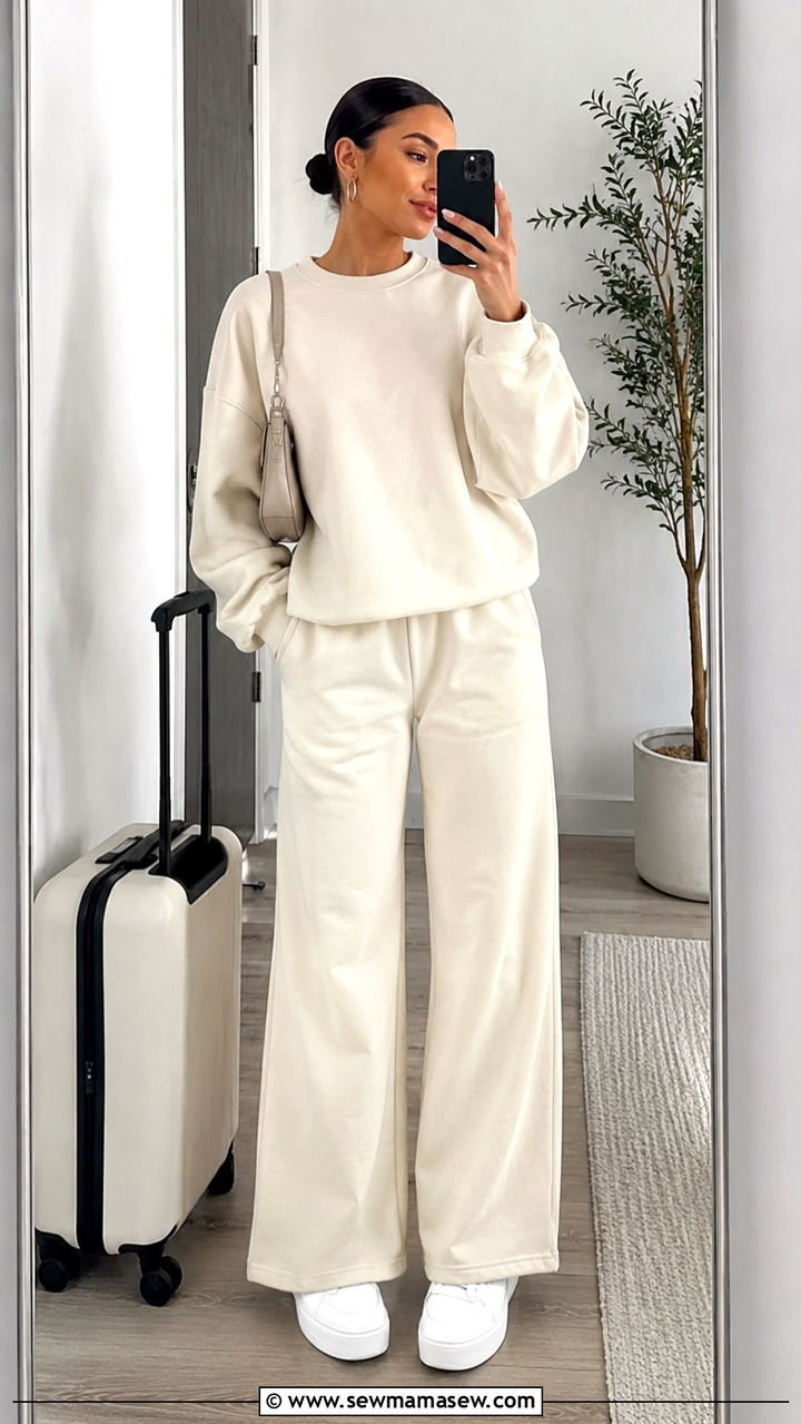 Sweatsuit Set with Platform Sneakers and Minimal Jewelry - 30 casual athleisure outfits