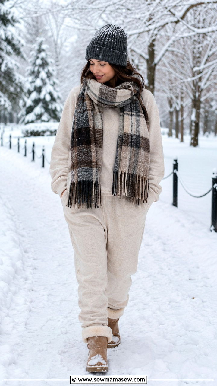 Sweatsuit With Beanie And Scarf - 30 Sweatsuit outfit ideas women