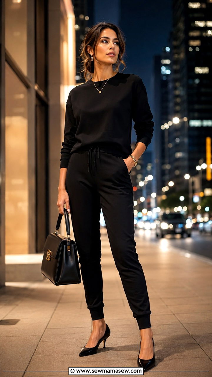 Sweatsuit With Heels And Handbag - 30 Sweatsuit outfit ideas women