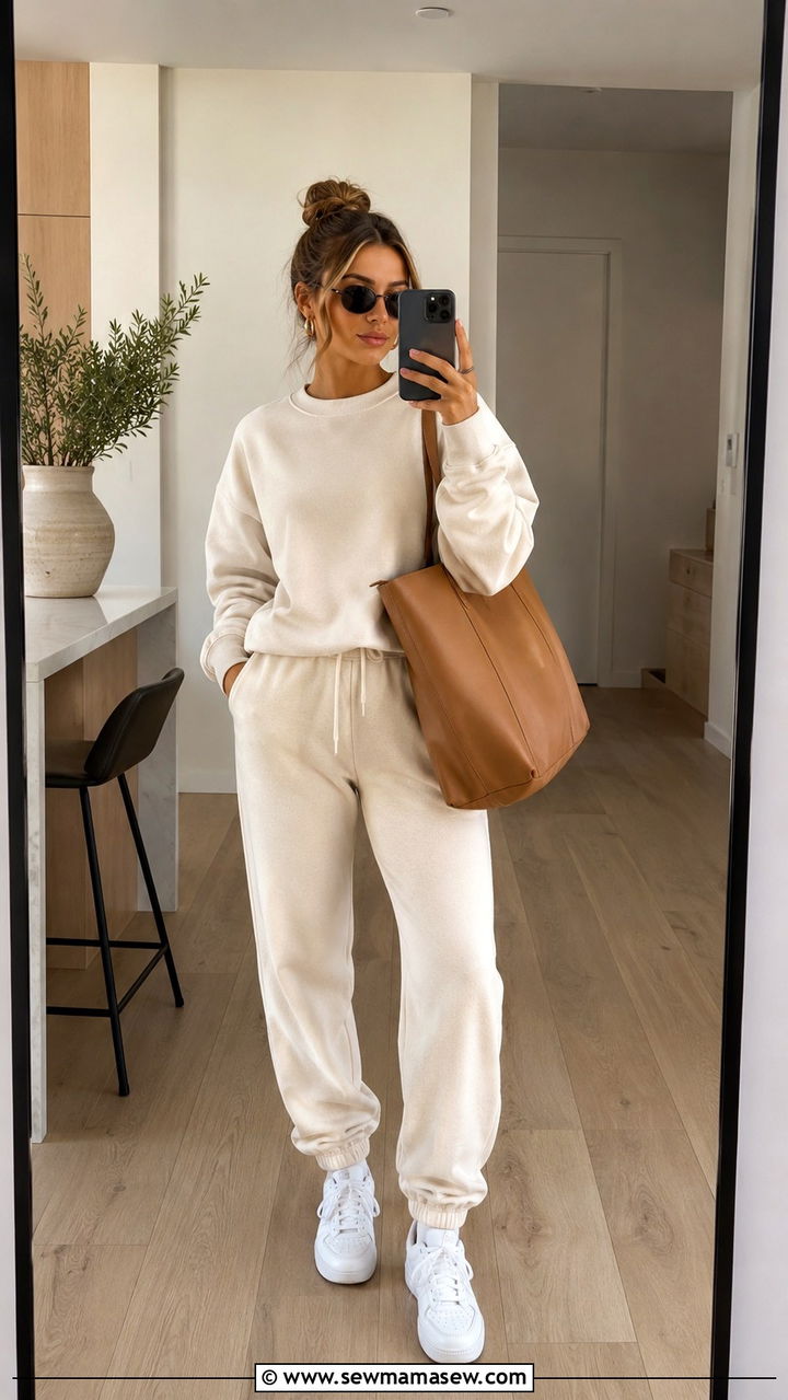 Sweatsuit With Tote Bag And Sunglasses - 30 Sweatsuit outfit ideas women