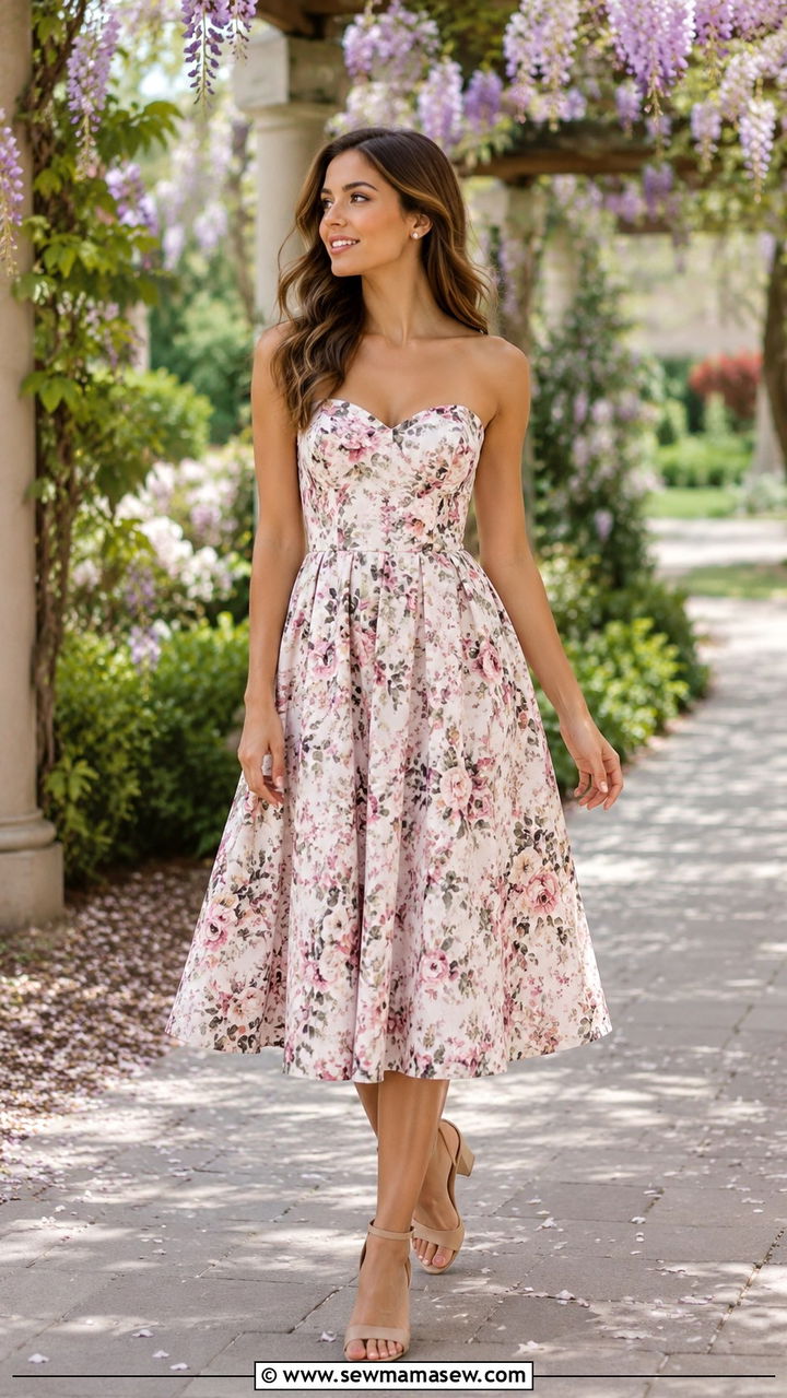Sweetheart Neckline Dress with Block Heels - 25 Outfits to balance shoulders