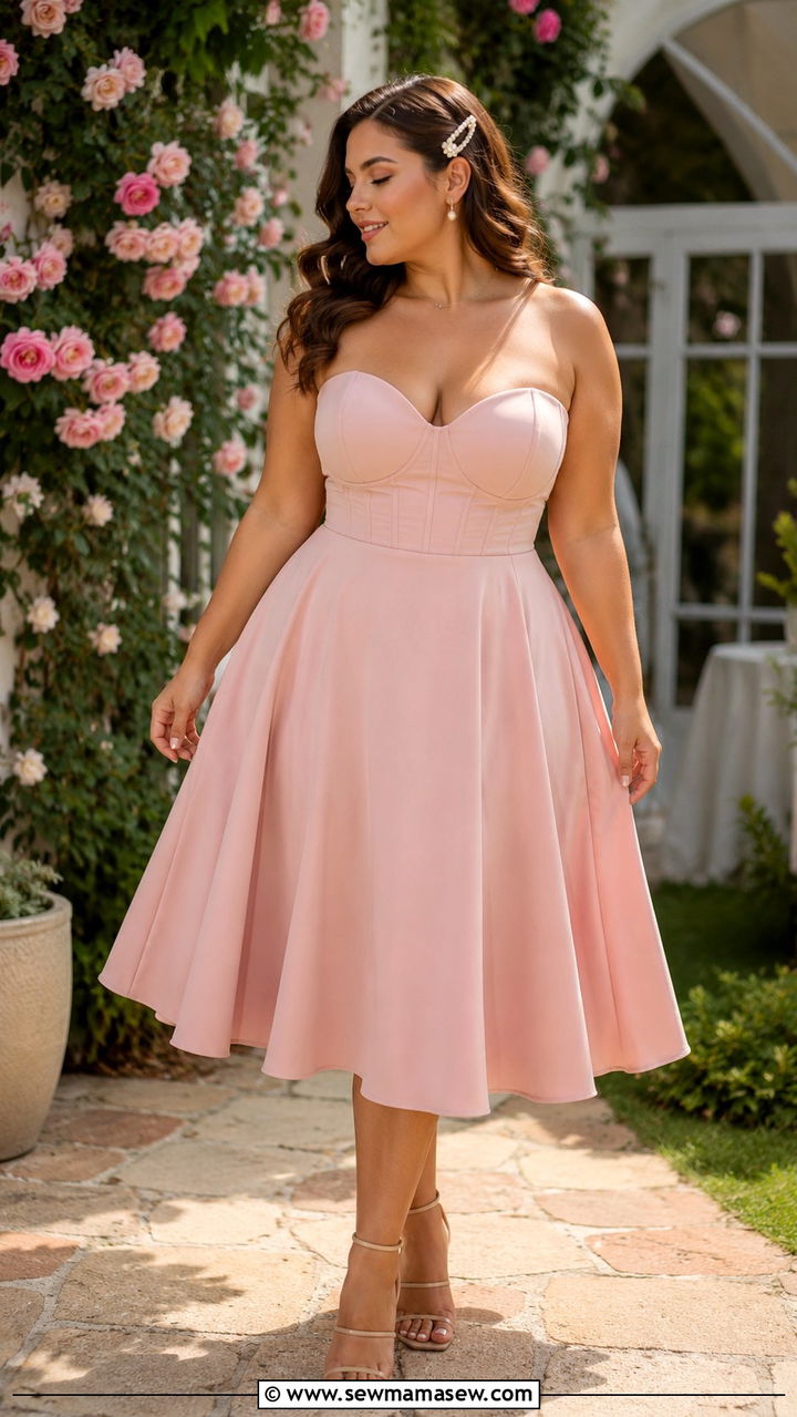 Sweetheart Neckline Midi Dress for Large Bust - 25 Outfit ideas for big bust 2026