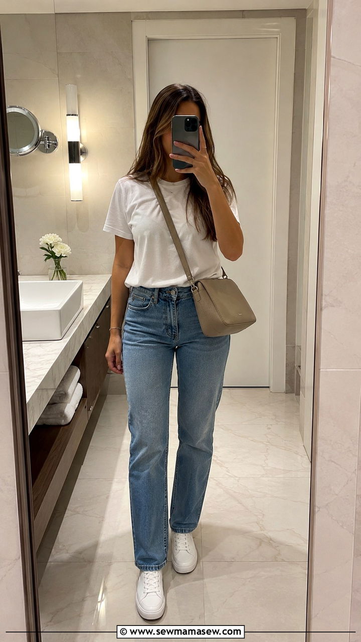 T Shirt And Straight Leg Jeans With Sneakers Porto - 25 Porto outfit ideas