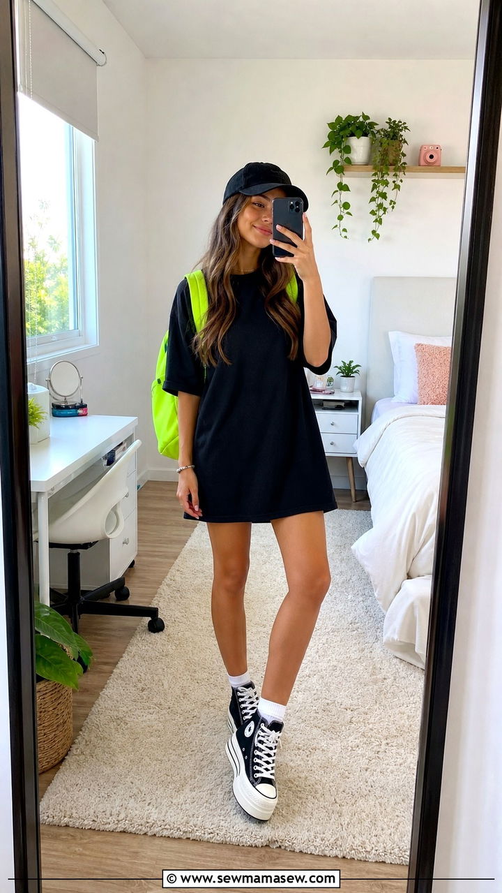 T Shirt Dress And Platform Sneakers Outfit - 40 back to school outfits 2026