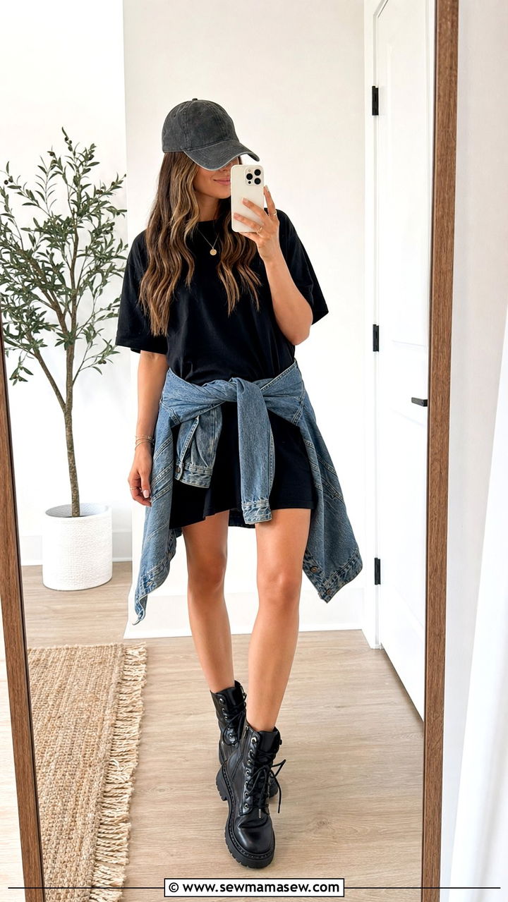 T Shirt Dress With Combat Boots - 25 Spring outfits with combat boots