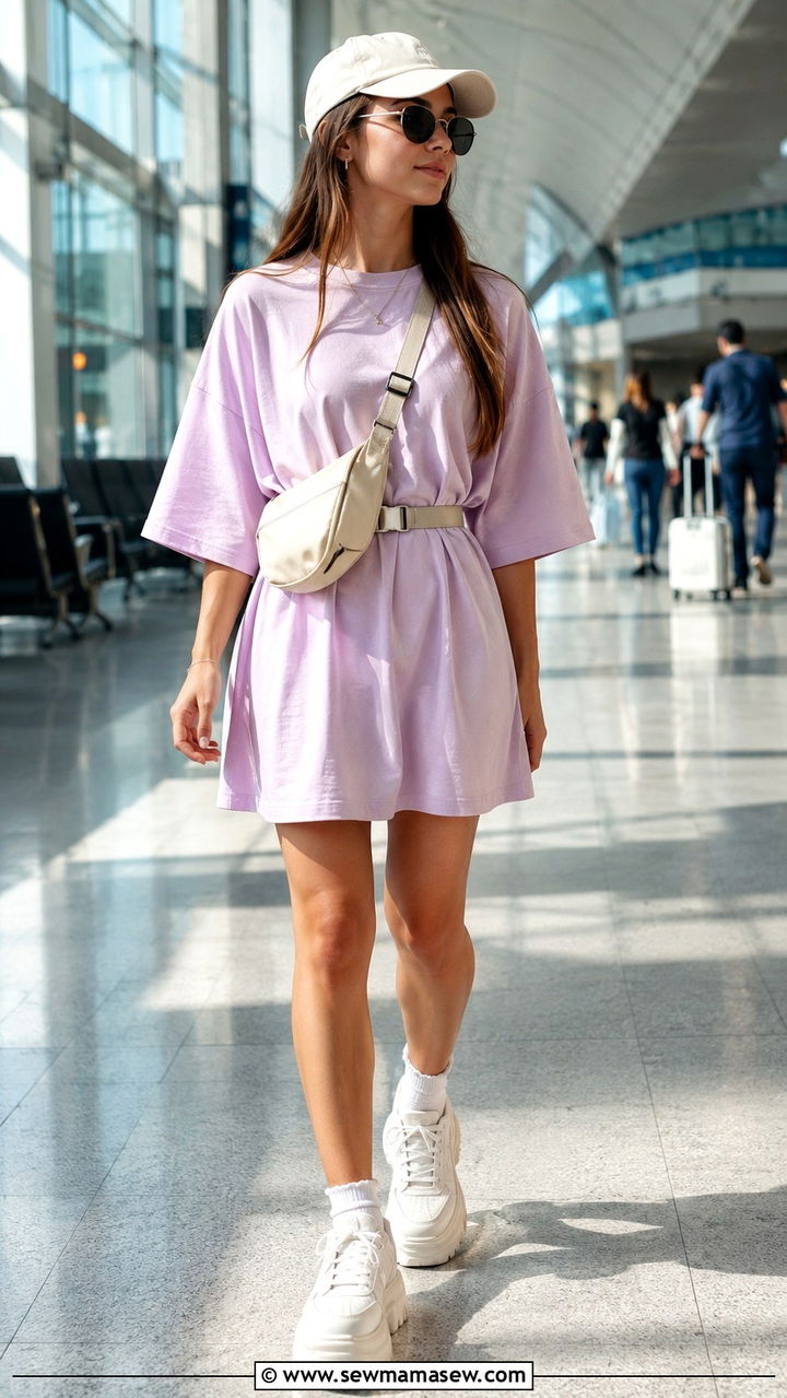 T Shirt Dress and Platform Sneakers Travel Outfit - 25 Travel outfit ideas for teens
