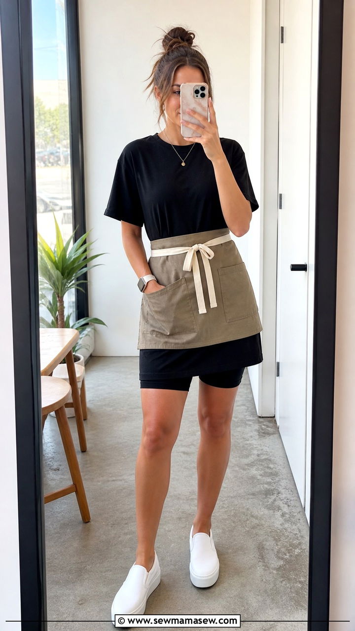 T Shirt Dress and Slip On Sneakers Barista Outfit - 20 Barista outfit ideas
