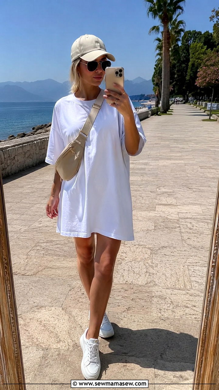 T Shirt Dress and Sneakers Antalya Exploring Outfit - 20 Antalya outfit ideas