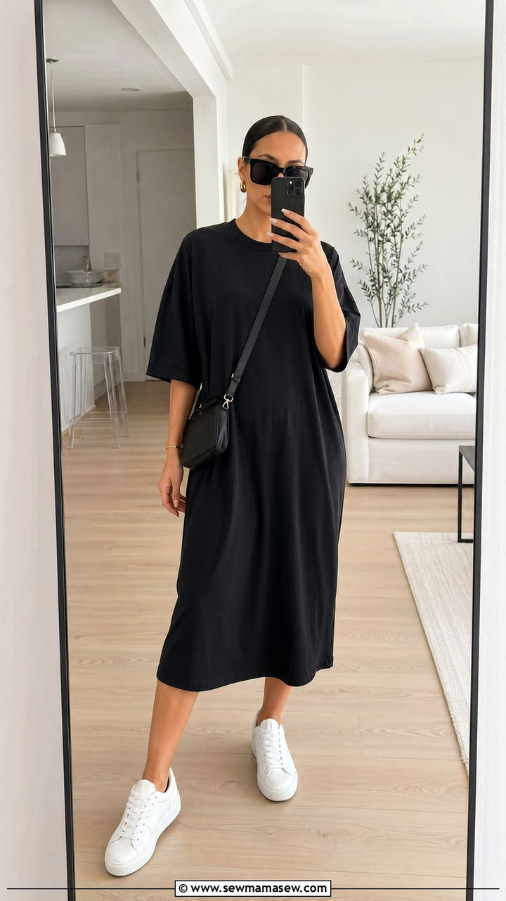 T Shirt Dress and Sneakers Outfit - 35 easy outfit ideas for women
