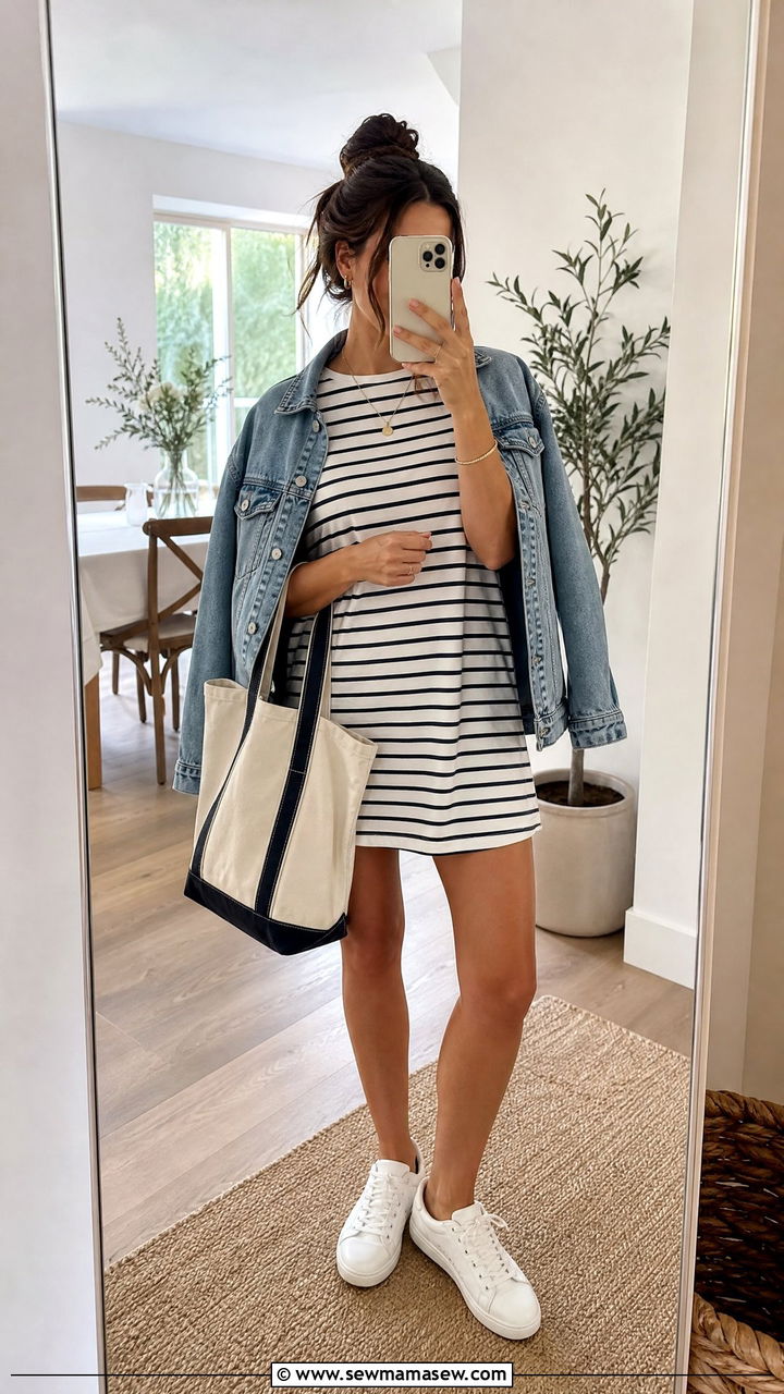 T Shirt Dress with Sneakers - 30 Summer BBQ outfits