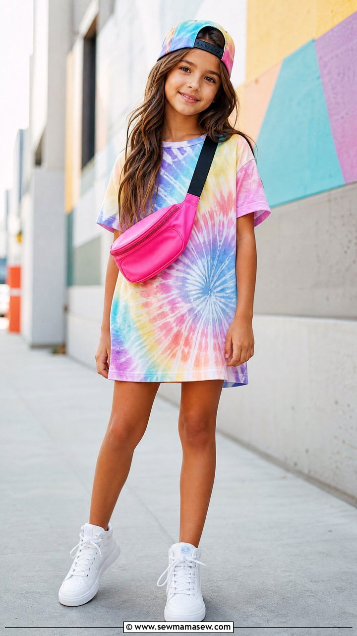 T Shirt Dress with Sneakers - 30 Summer outfits for little girls