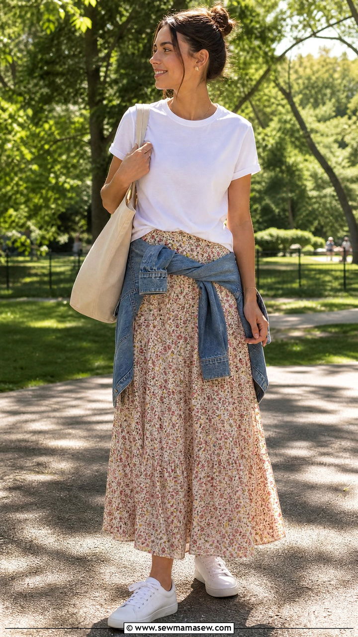 T Shirt and Maxi Skirt Outfit - 25 fashion inspo outfits ideas