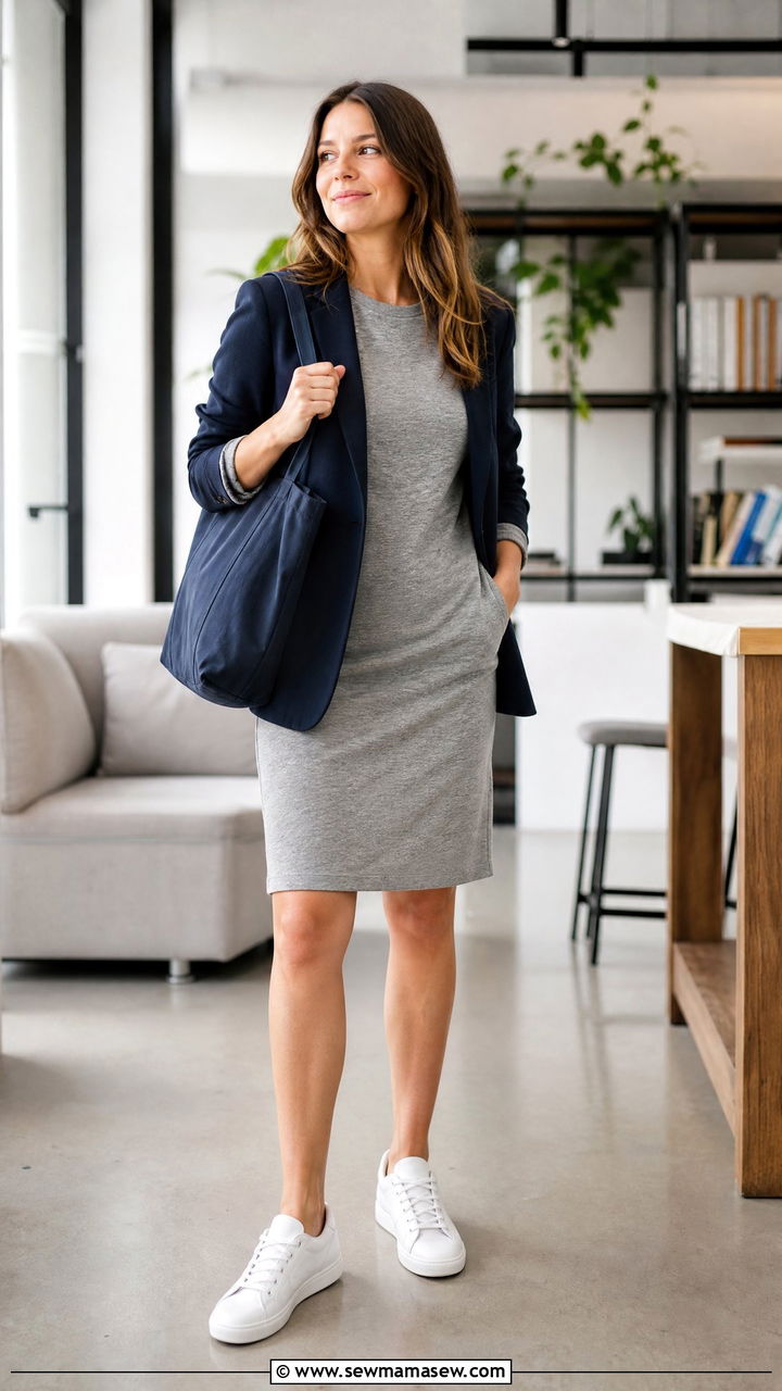 T shirt Dress With Blazer - 25 Business casual outfits with dress