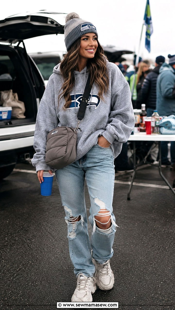 Tailgate outfit with jeans and crop top - 30 Tailgate outfit ideas with jeans