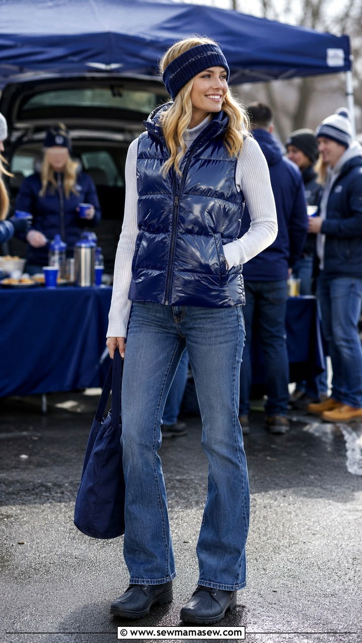 Tailgate outfit with jeans and flannel shirt - 30 Tailgate outfit ideas with jeans