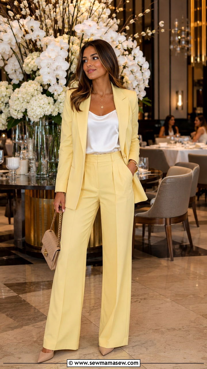 Tailored Blazer And Wide Leg Trousers - 25 Birthday brunch outfit ideas 2026