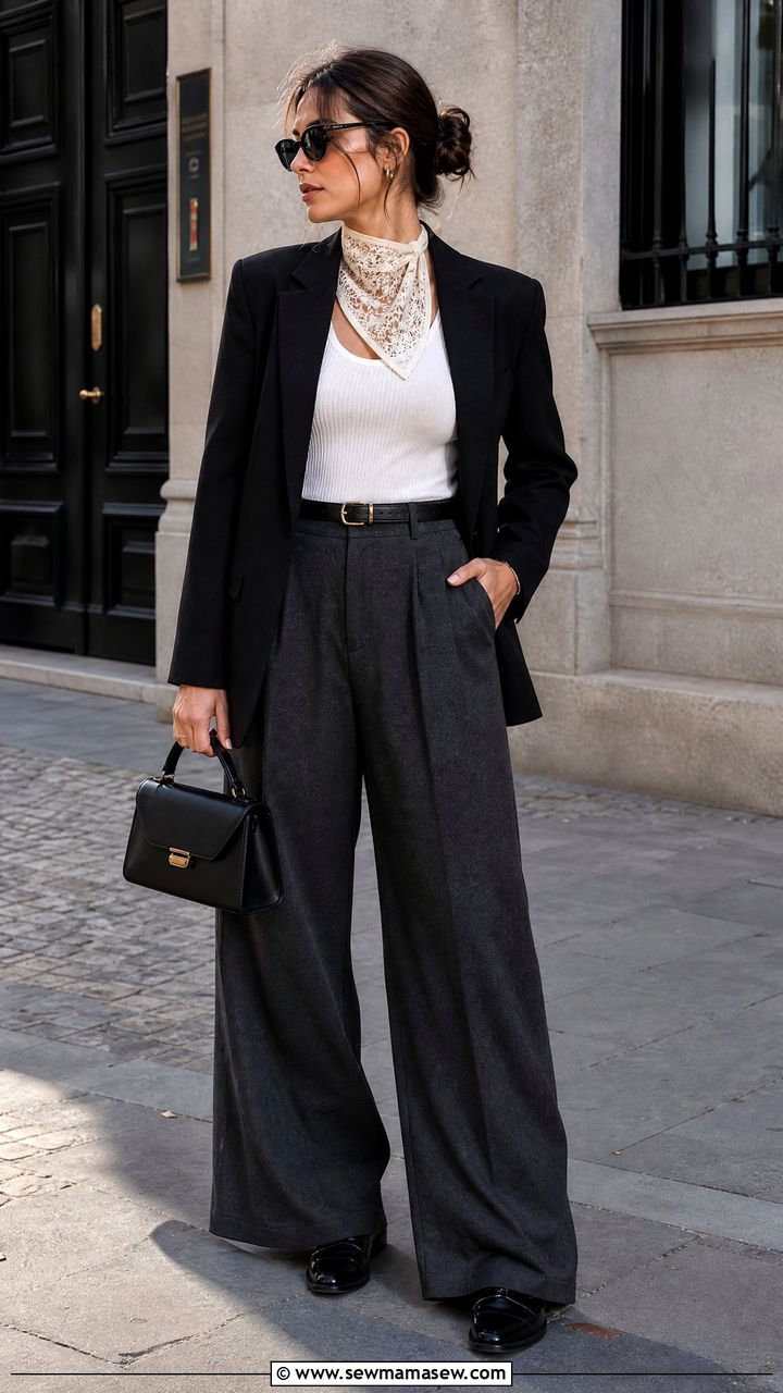 Tailored Blazer With Lace Bandana Outfit - 25 lace outfits 2026