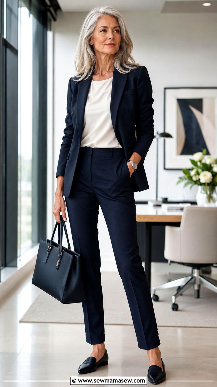 Tailored Blazer With SlimLeg Trousers - 30 Tall outfits for women over 60