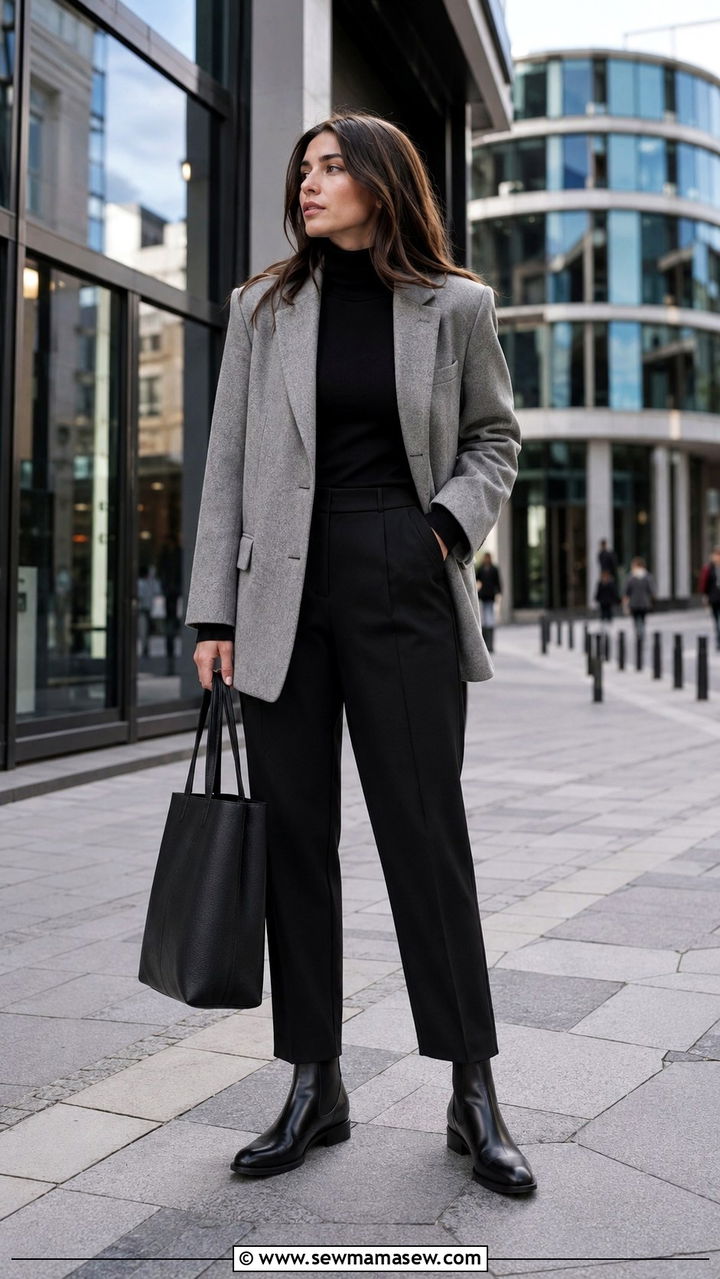 Tailored Blazer With Turtleneck and Trousers Outfit - 25 Prague outfit ideas
