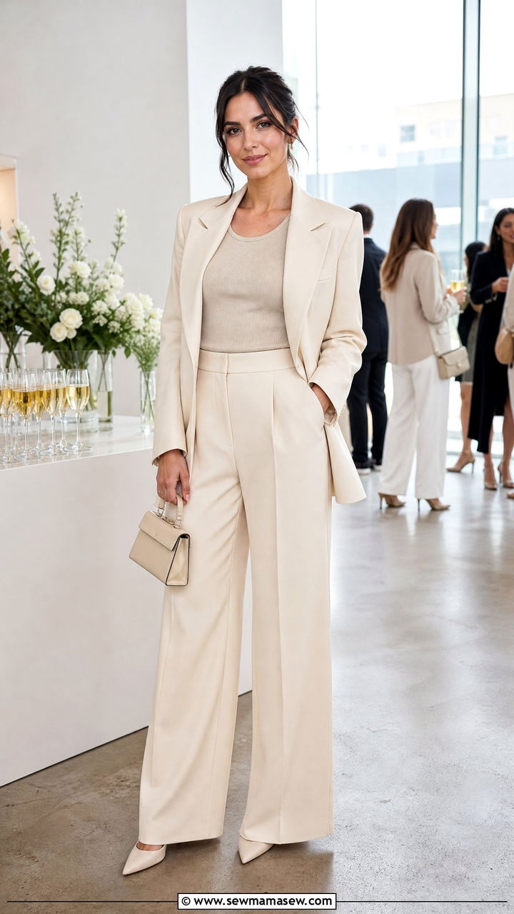 Tailored Blazer With Wide Leg Trousers Outfit - 25 Launch party outfit ideas