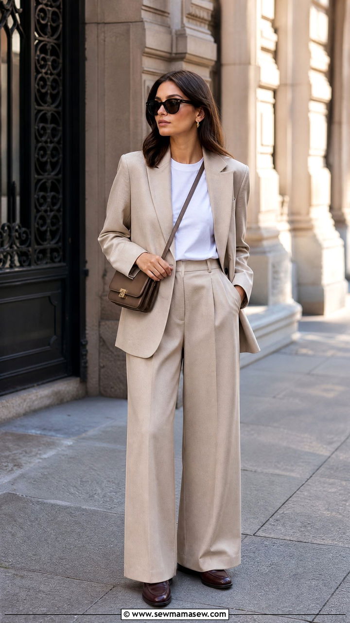 Tailored Blazer and Wide Leg Trousers for Milan - 35 Italy vacation outfit ideas 2026
