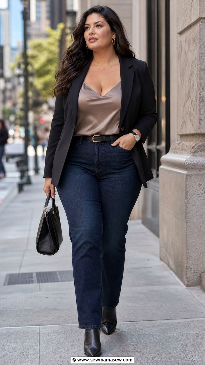 Tailored Blazer with Jeans Plus Size Big Bust - 25 Outfit ideas for big bust plus size