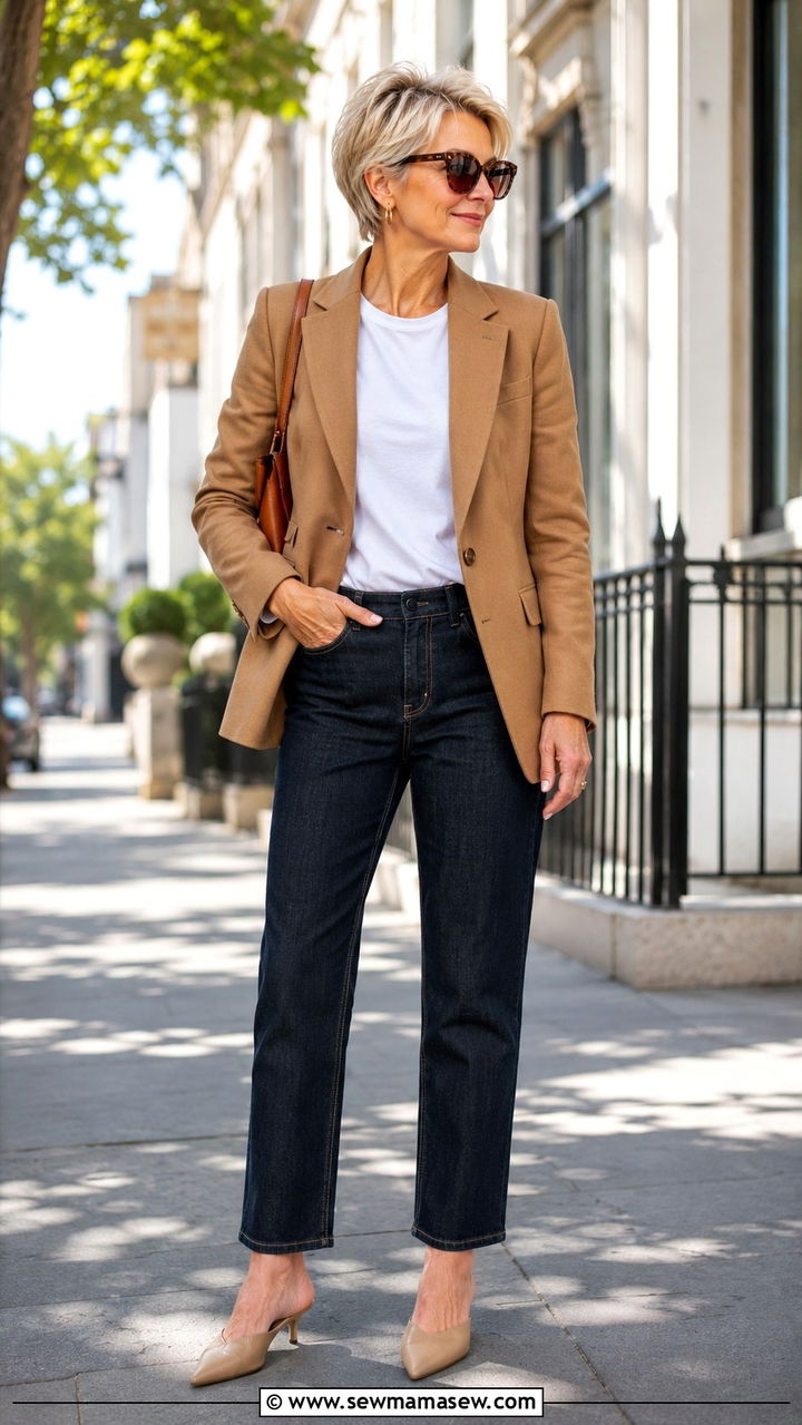 Tailored Blazer with Jeans for Women Over 50 - 30 Chic outfit ideas for women over 50