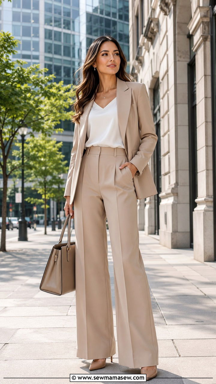 Tailored Blazer with Wide Leg Trousers - 30 Modest spring outfits