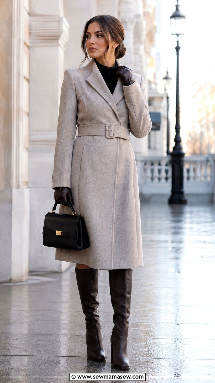 Tailored Coat Dress With A Wide Belt - 25 Wedding guest outfit ideas apple shape