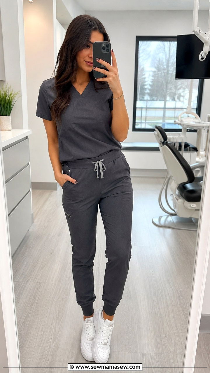 Tailored Jogger Scrub Set Dental Office Outfit - 30 Dental office outfit ideas