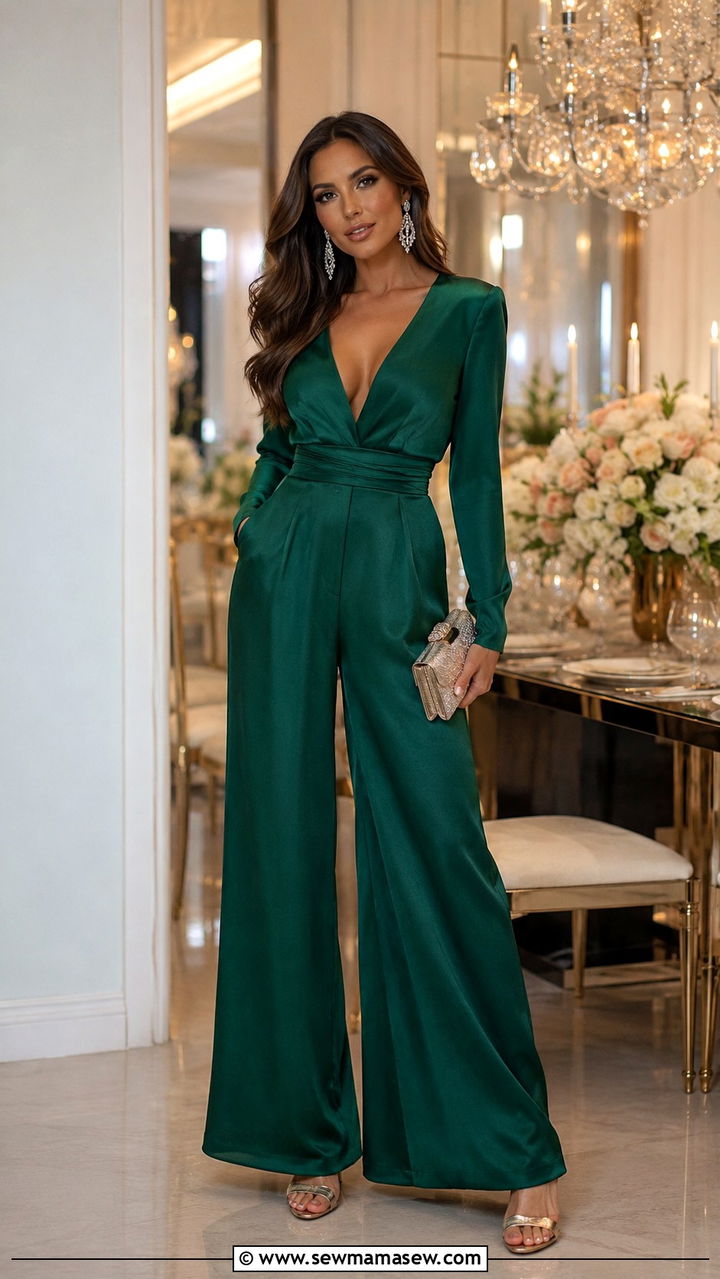 Tailored Jumpsuit With Metallic Heels - 30 Classy birthday outfits