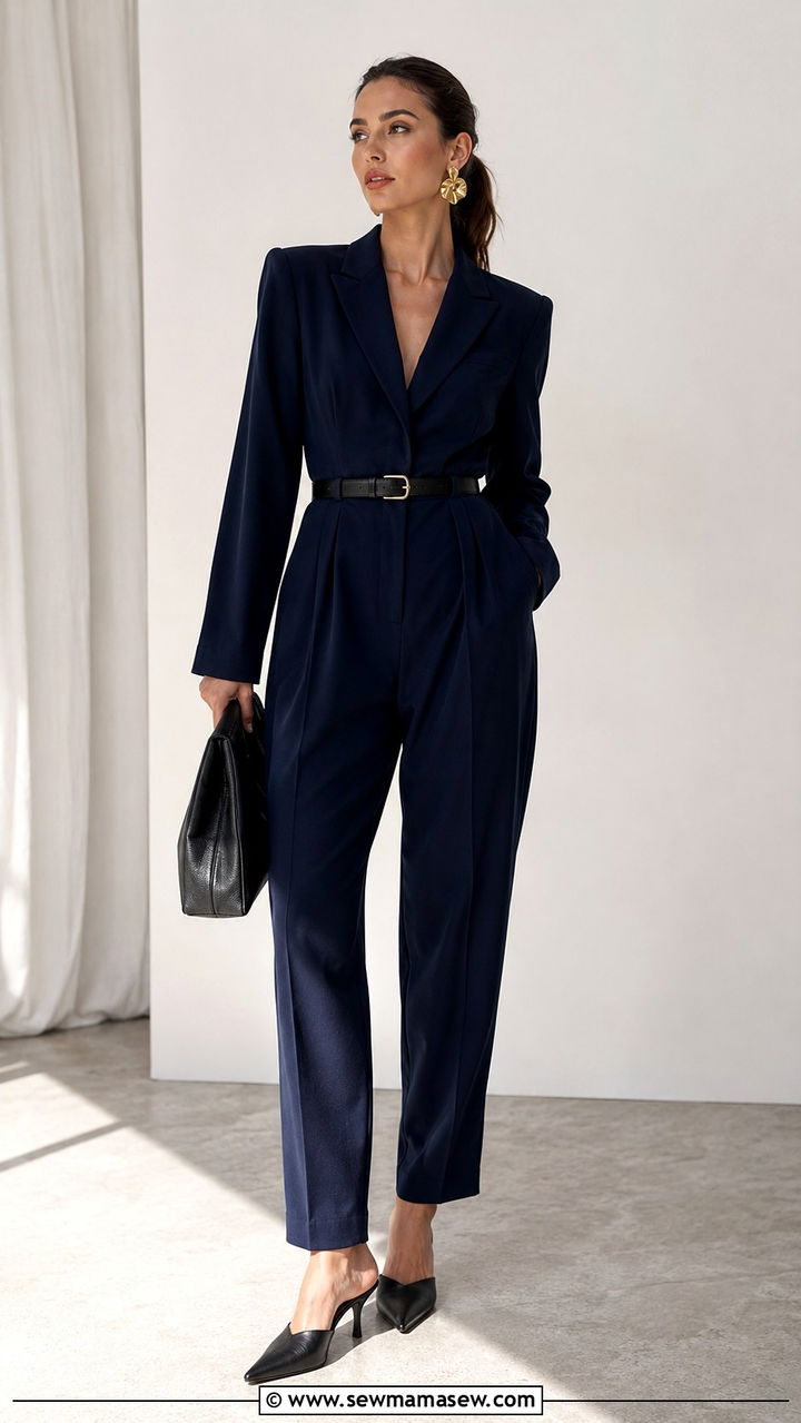 Tailored Jumpsuit With Statement Earrings - 25 Reporter outfit ideas