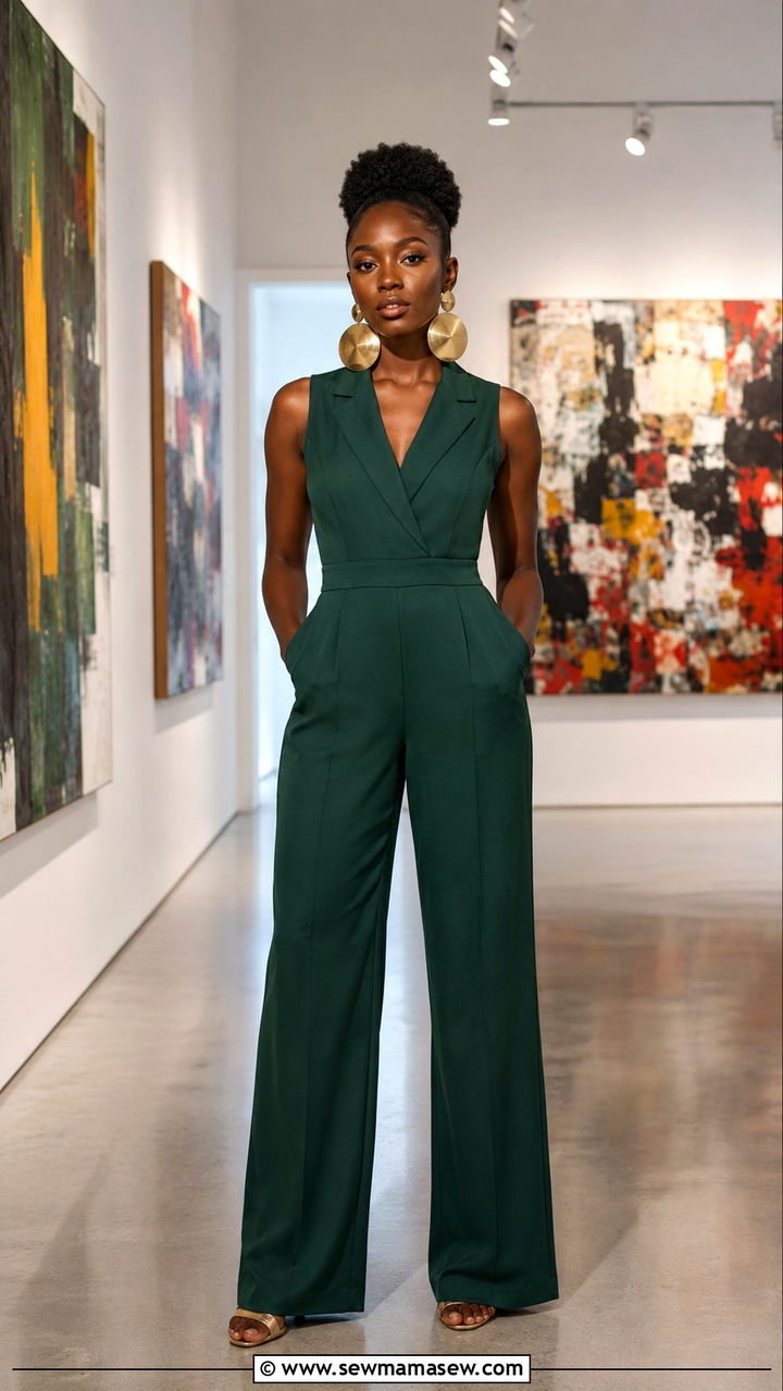 Tailored Jumpsuit and Statement Earrings Outfit - 25 Nairobi outfit ideas