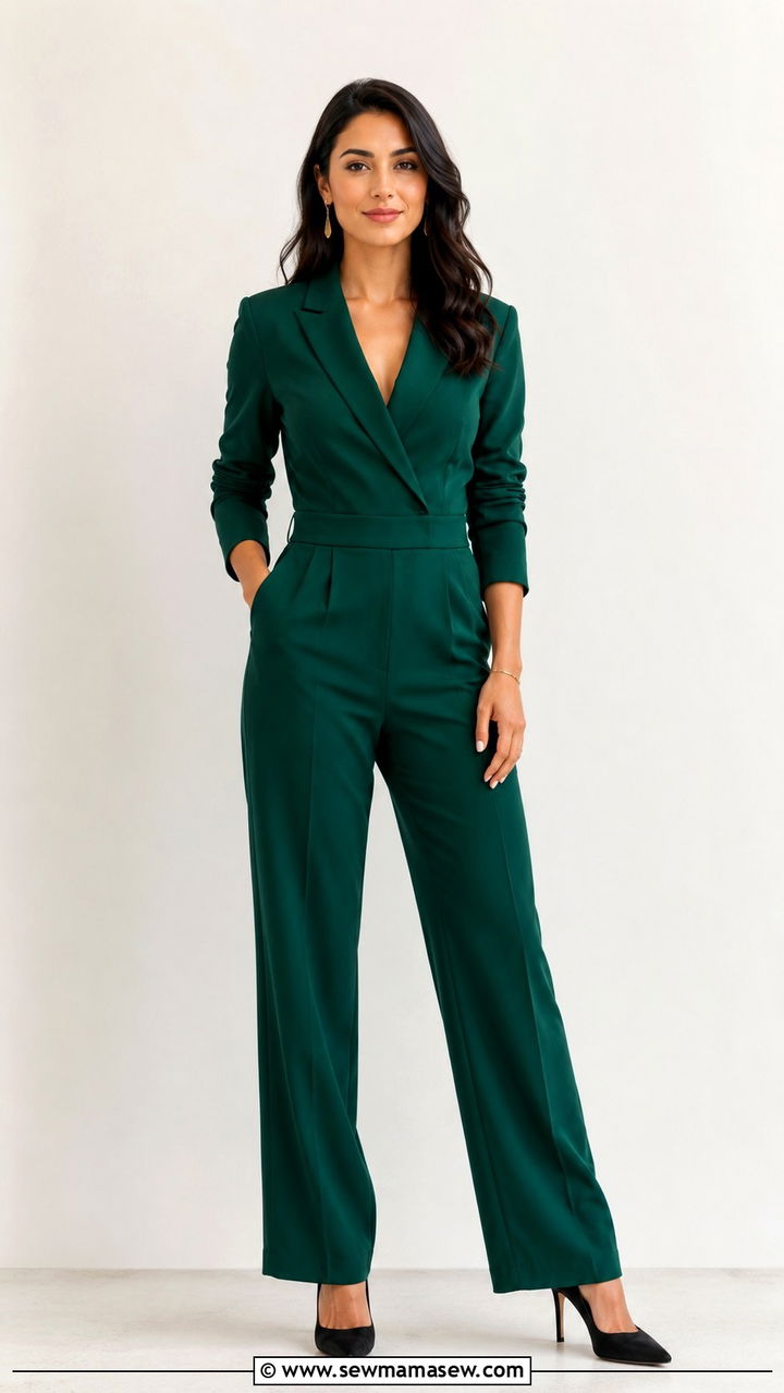 Tailored Jumpsuit in Solid Jewel Tone - 25 Professional headshot outfit ideas