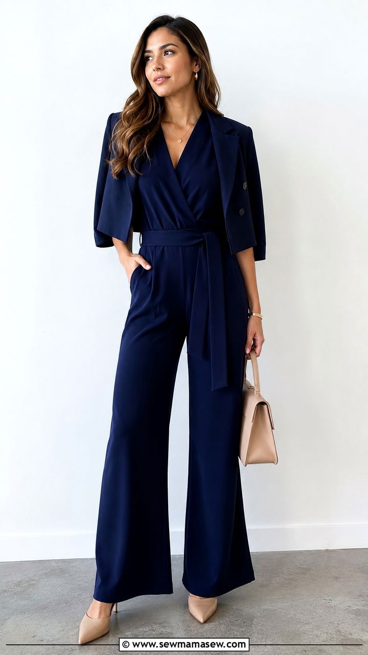 Tailored Jumpsuit with Belt for Work - 25 Outfit ideas for hourglass figure for work
