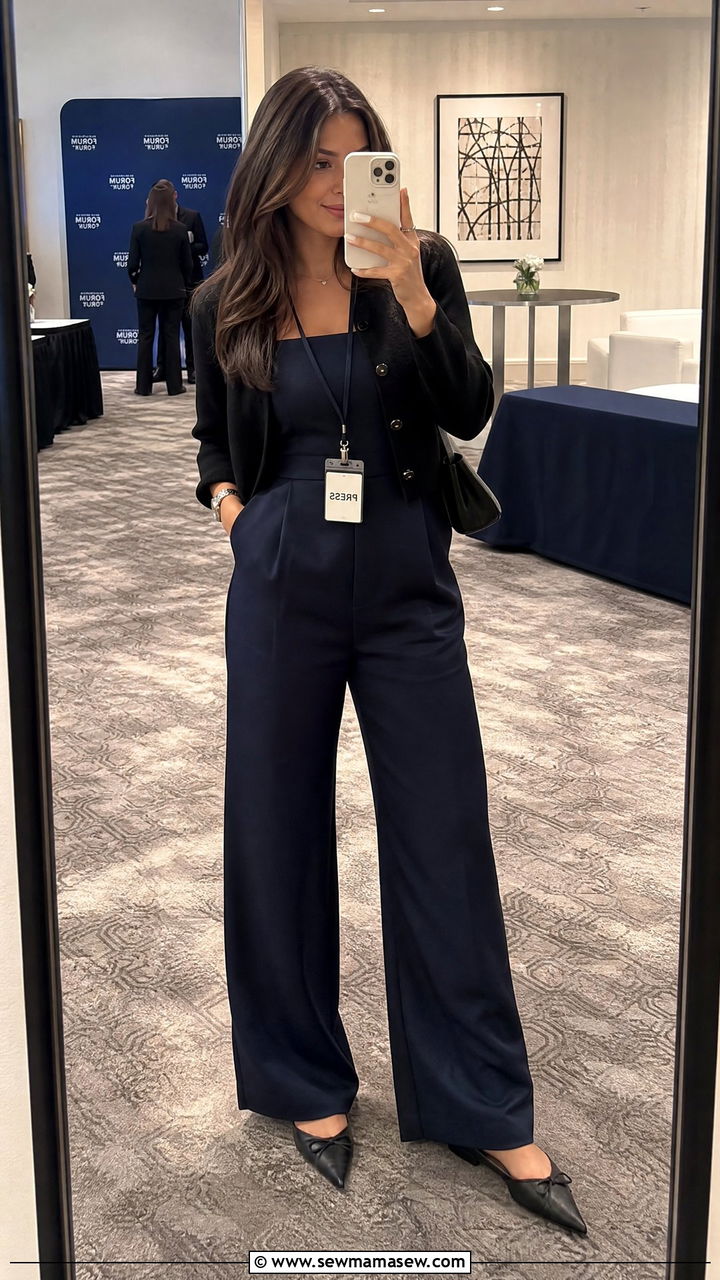 Tailored Jumpsuit with Pointed Flats - 25 Journalist outfit ideas