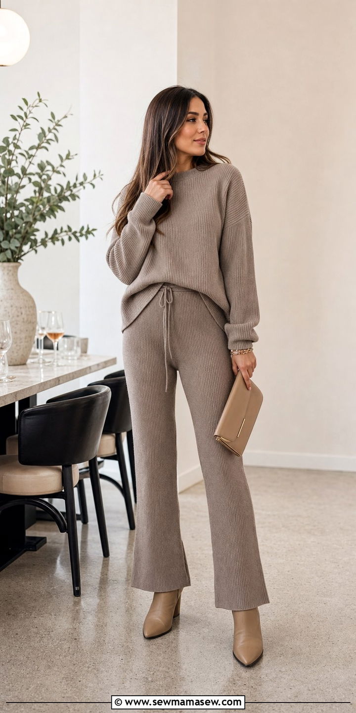 Tailored Knit Matching Set with Ankle Boots - 35 Bottomless brunch outfits