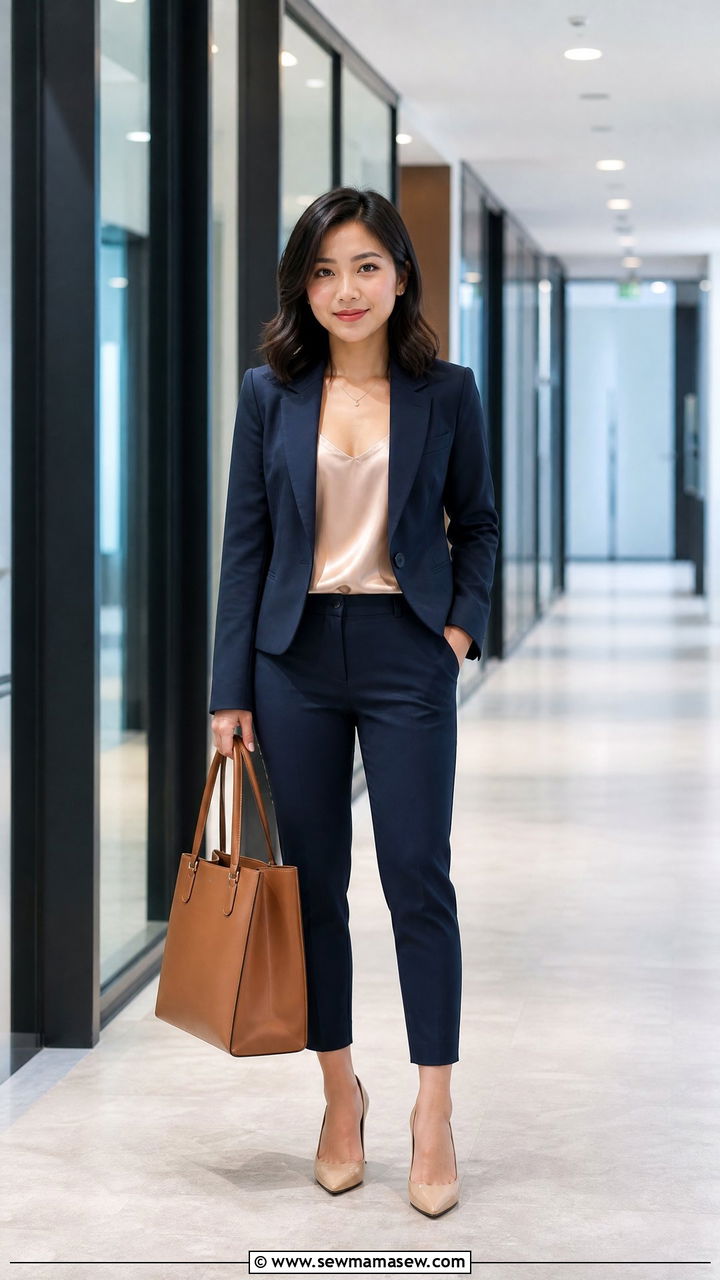Tailored Petite Blazer with Slim Trousers Outfit - 25 Petite outfit ideas under 5 feet