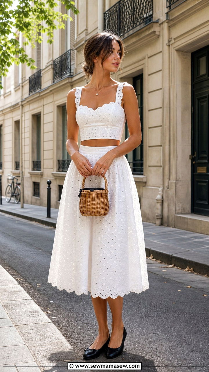Tailored Shorts Suit with Lace Camisole - 40 summer parisian outfits