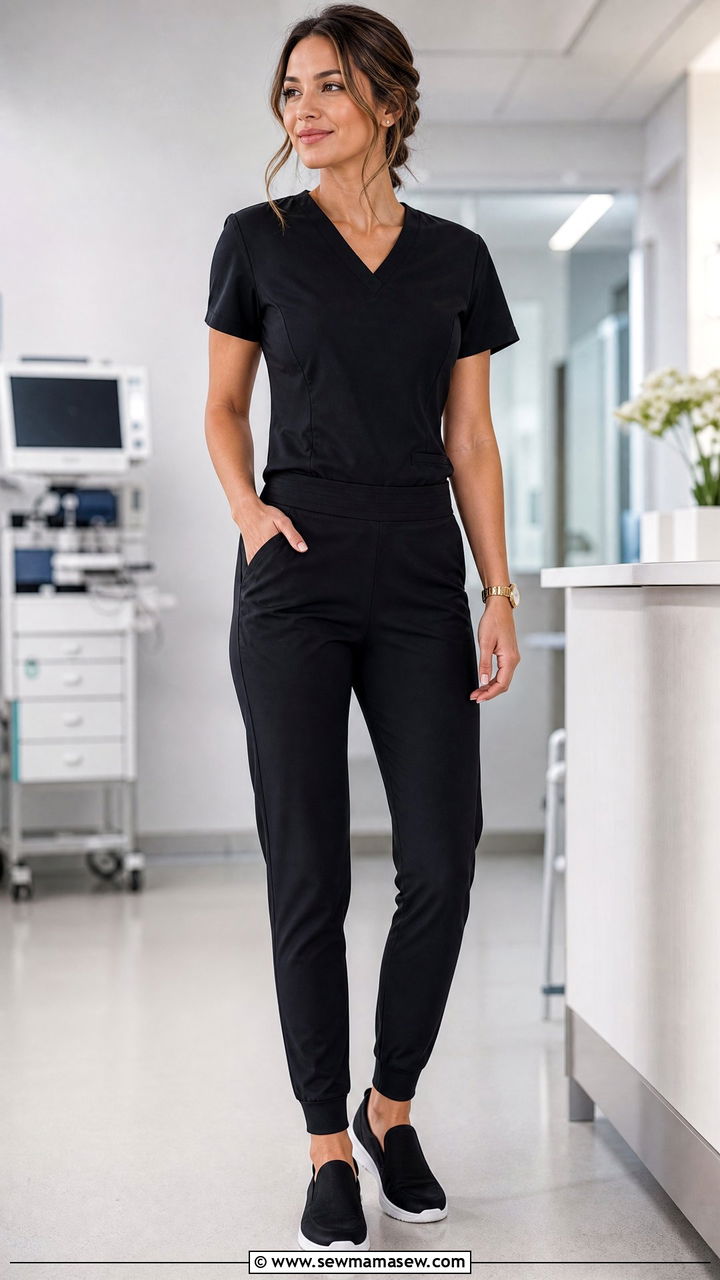 Tailored Tapered Scrub Set With Flattering Fit - 30 ER nurse outfit ideas