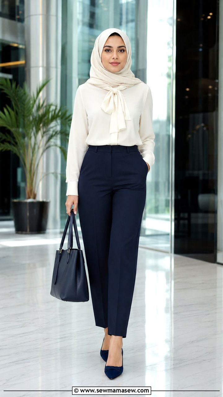 Tailored Trousers And Silk Blouse Dubai Business Outfit - 20 Modest outfit ideas for Dubai