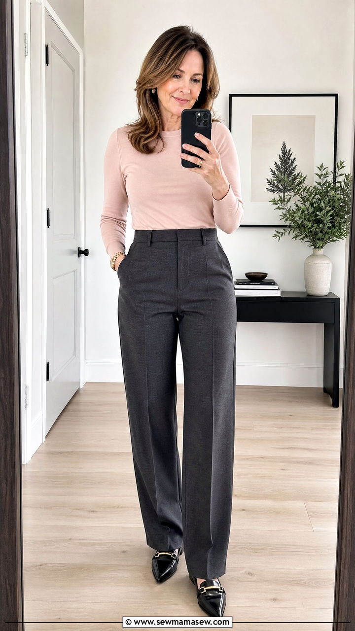 Tailored Trousers With A Fine Gauge Knit - 35 Middle aged woman outfit ideas