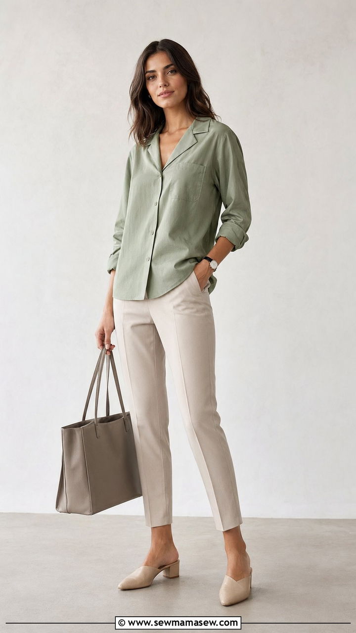 Tailored Trousers and a Camp Collar Shirt August Work Outfit - 35 August outfit ideas