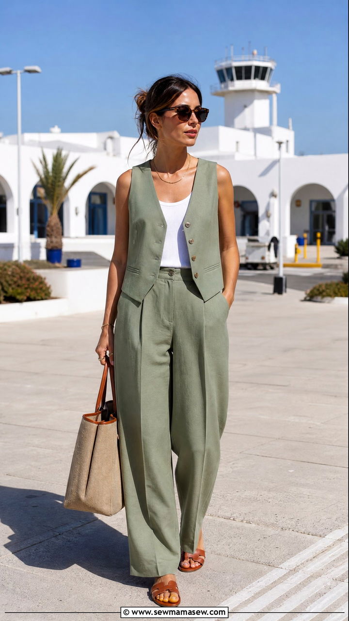 Tailored Vest And Trousers Set Airport Outfit - 30 Europe airport outfit ideas